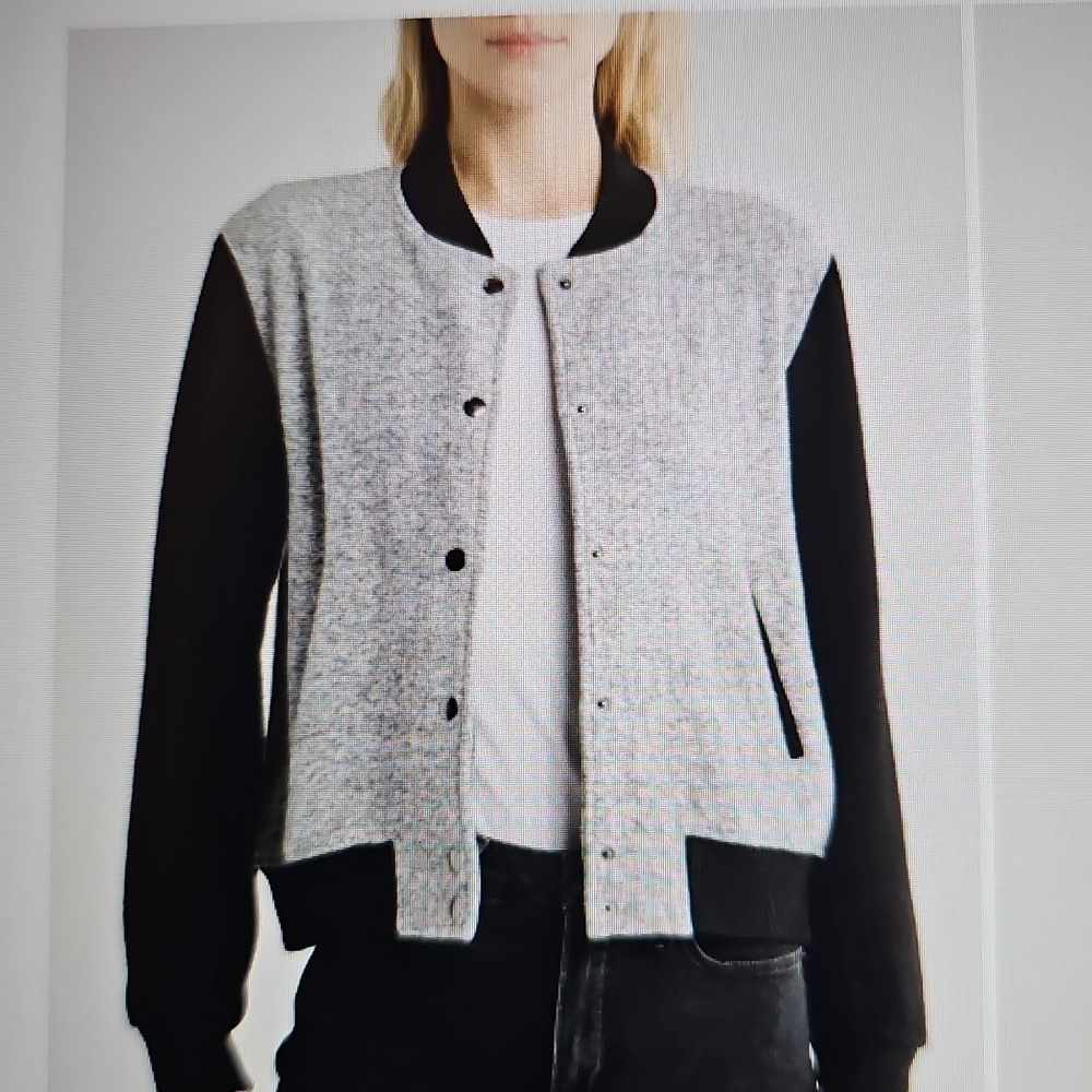 NWT Sweet Romeo Two Tone Hacci Varsity Jacket Snap Closure  Large